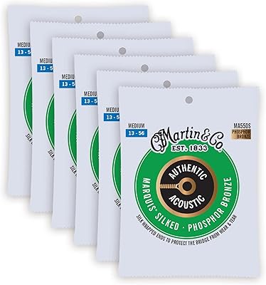 Martin MA550S Authentic Acoustic Marquis Silked 92/8 Phosphor Bronze Medium 13-56 (6-Pack Bundle)
