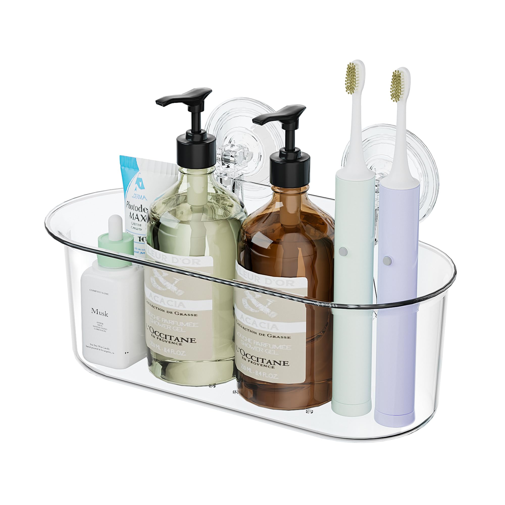 APLOP Clear Shower Caddy Organizer with Suction Cups Bathroom Storage Shelf for Toiletries and Bottles