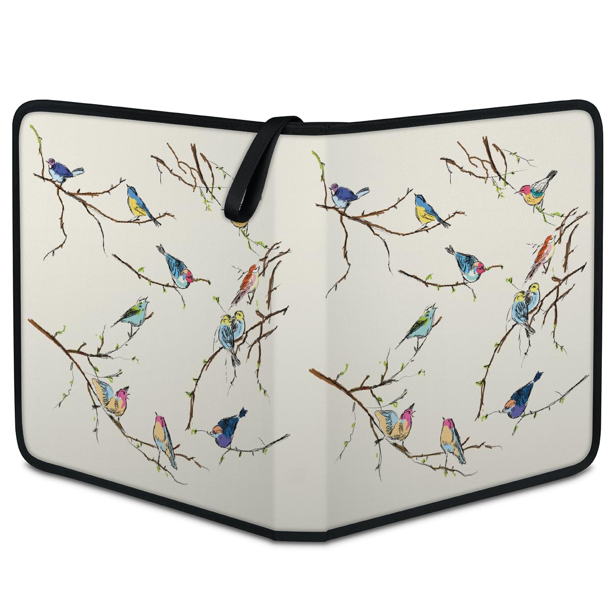 Carpeta para tarjetas de intercambio con 4 bolsillos, diseño de pájaros pequeños, álbum de tarjetas con fundas extraíbles, impermeable, con cremallera, capacidad para 50 páginas y 400 tarjetas