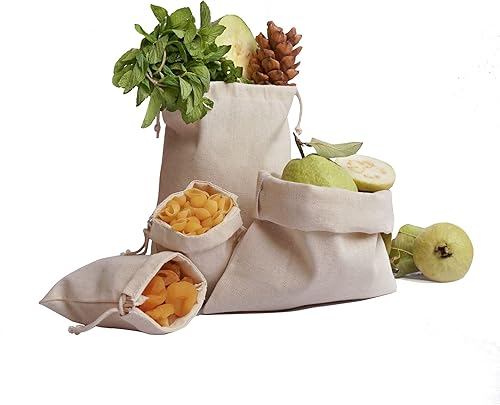 Bolsas de lona de algodón con doble cordón, paquete de 12 (12 x 16 pulgadas)