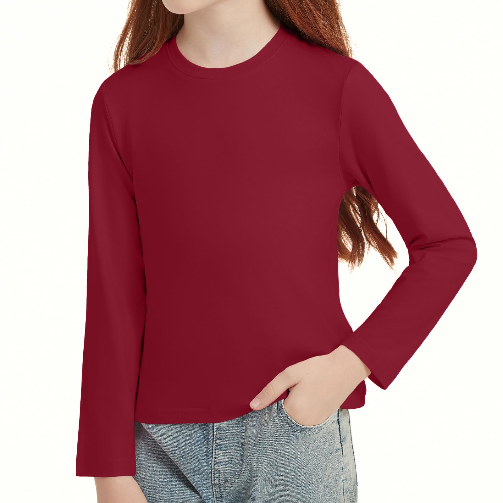 STYDAZZ Langarm T-Shirt Mädchen Basic Tops Einfarbig Kinder Tshirts Casual Rundhals Tees Oberteile 4-14 Jahre