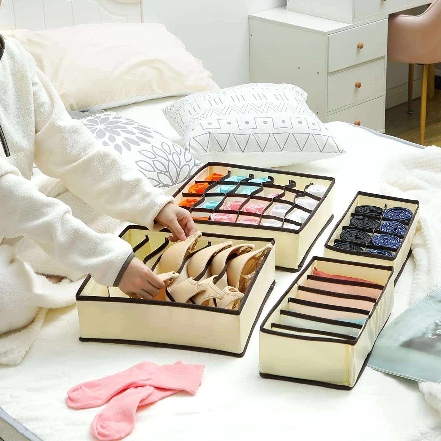 Set di 6 divisori per cassetti per biancheria intima, organizer