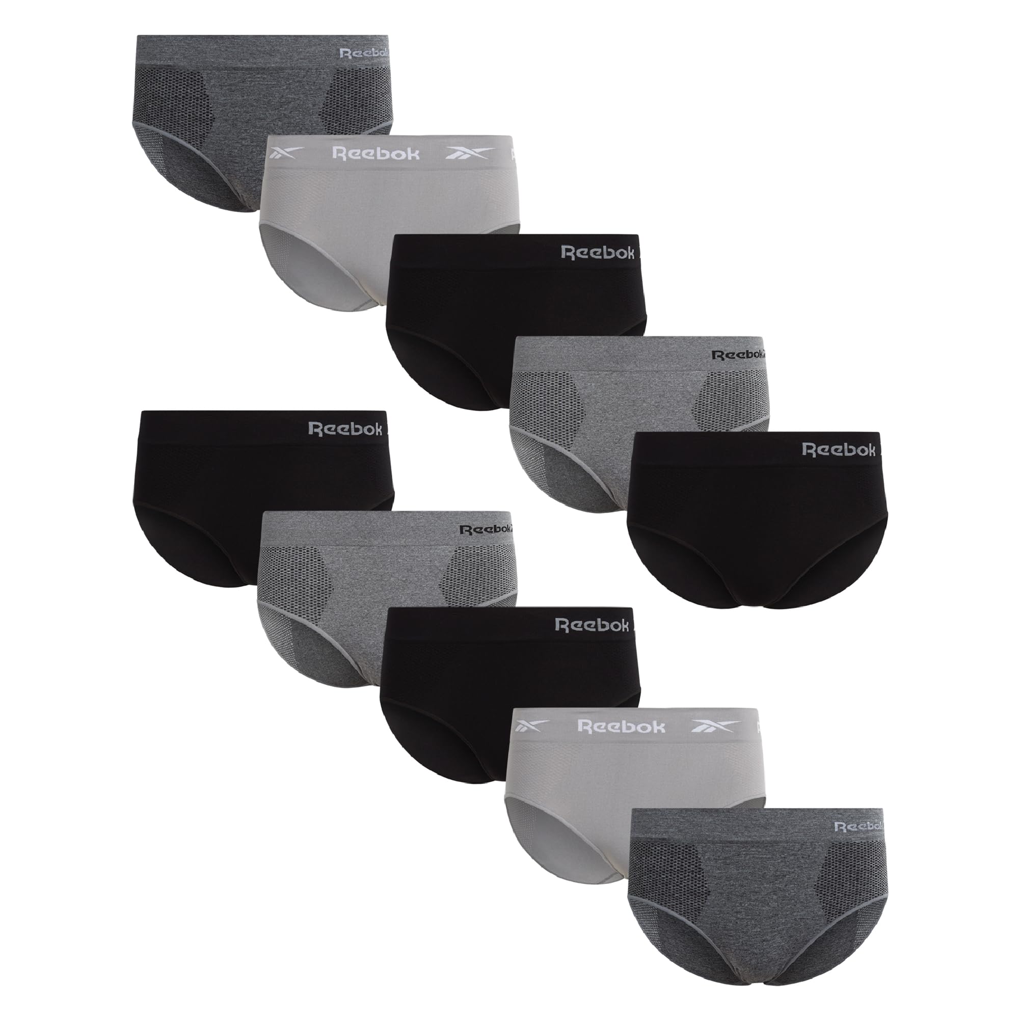 Reebok Womens Hipster Underwear - 10 Pack Performance Tag Free Seamless Hipster Panties Underwear for Women