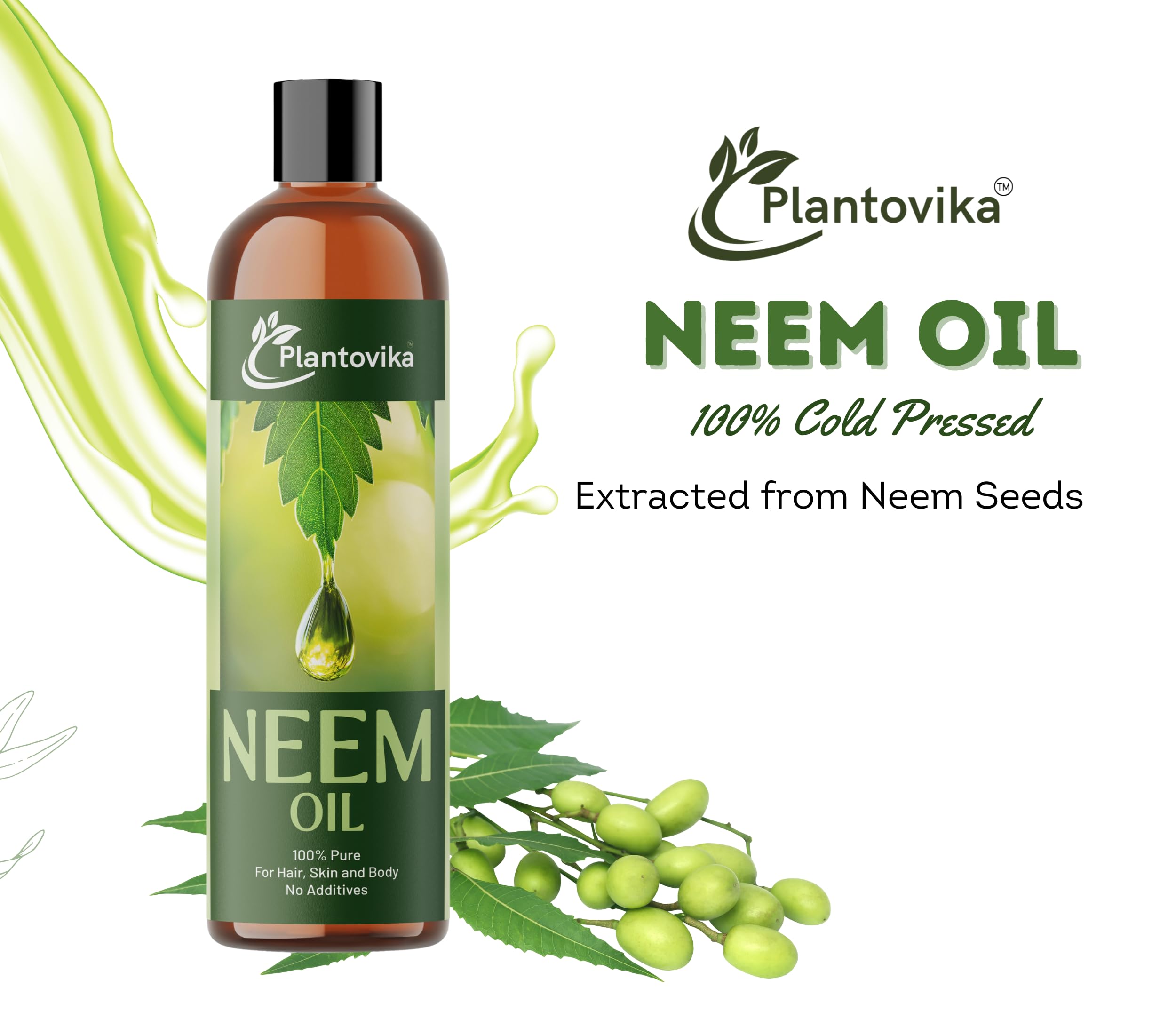 Aceite de neem 100% puro prensado en frío, concentrado totalmente natural, extracto de aceite de neem sin refinar