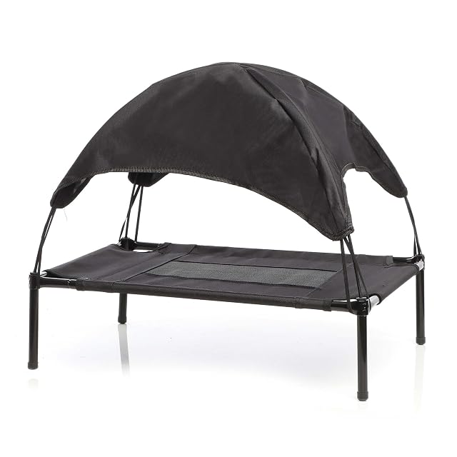 Foto 3 de 7 de WilTec Hamaca Mascotas Cama Perros Gatos Relax Jardín Outdoor Protección Solar Sombrilla Animales XL Negro