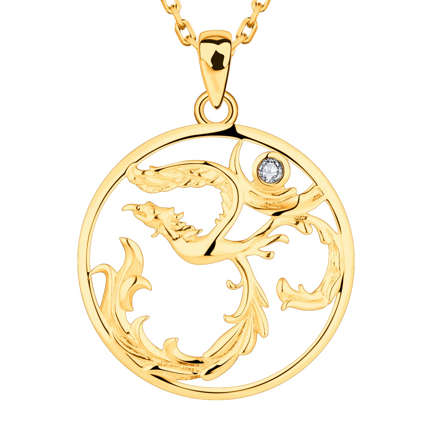 starchenieWomen's Necklace 925 Silver, Sanskrit Symbol Pendant Aum Om Ohm Yoga Phoenix with 3A Zirconia for Women