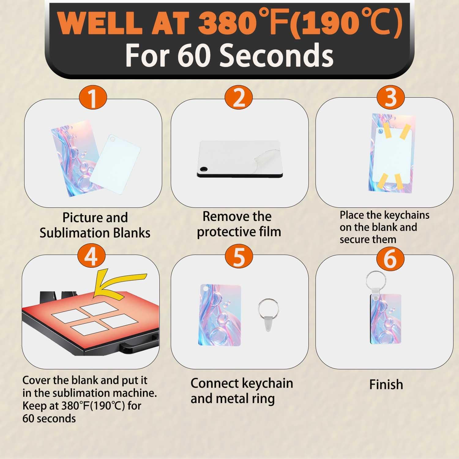 30 Pcs Sublimation Keychains Blanks Double Side Heat Press Printing Craft with 30Pcs Metal Rings and Clips(4x6cm,Rectangle) - Image 3