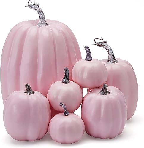 7 calabazas artificiales de todos los estilos, decoración de Halloween, estilo rural, granja, calabaza, temporada de cosecha, día de Acción de