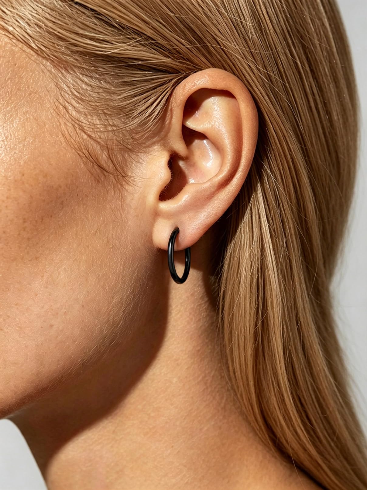 FaithHeart Czarne kolczyki do uszu dla mężczyzn Punk Helix Piercing duże kolczyki 20 mm Huggie kreole srebro 925 damskie kolczyki składane kreolki piercing do uszu biżuteria do uszu biżuteria do uszu