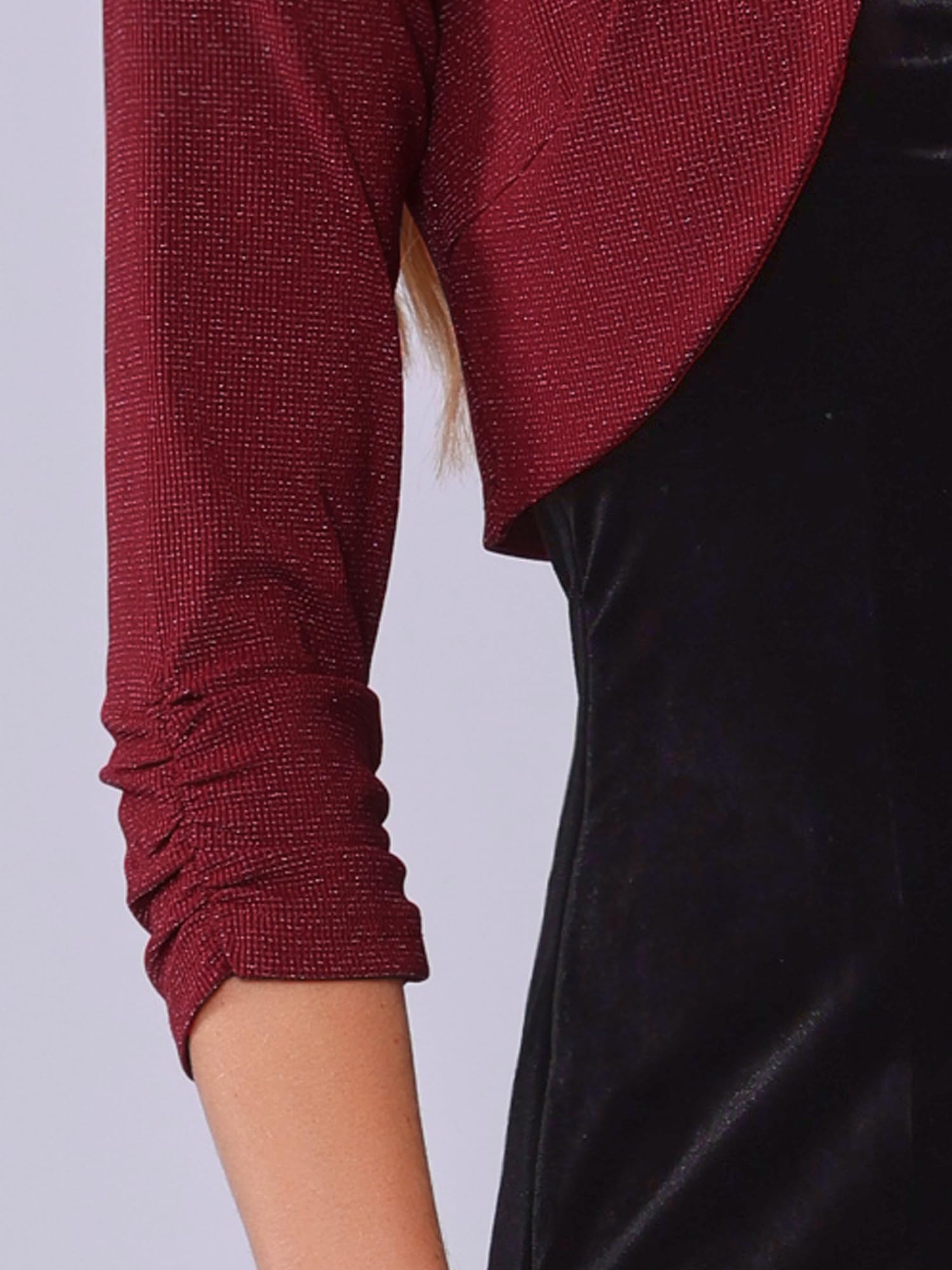 Allegra K Boléro froncé à manches 3/4 pour femme ouvert sur le devant
