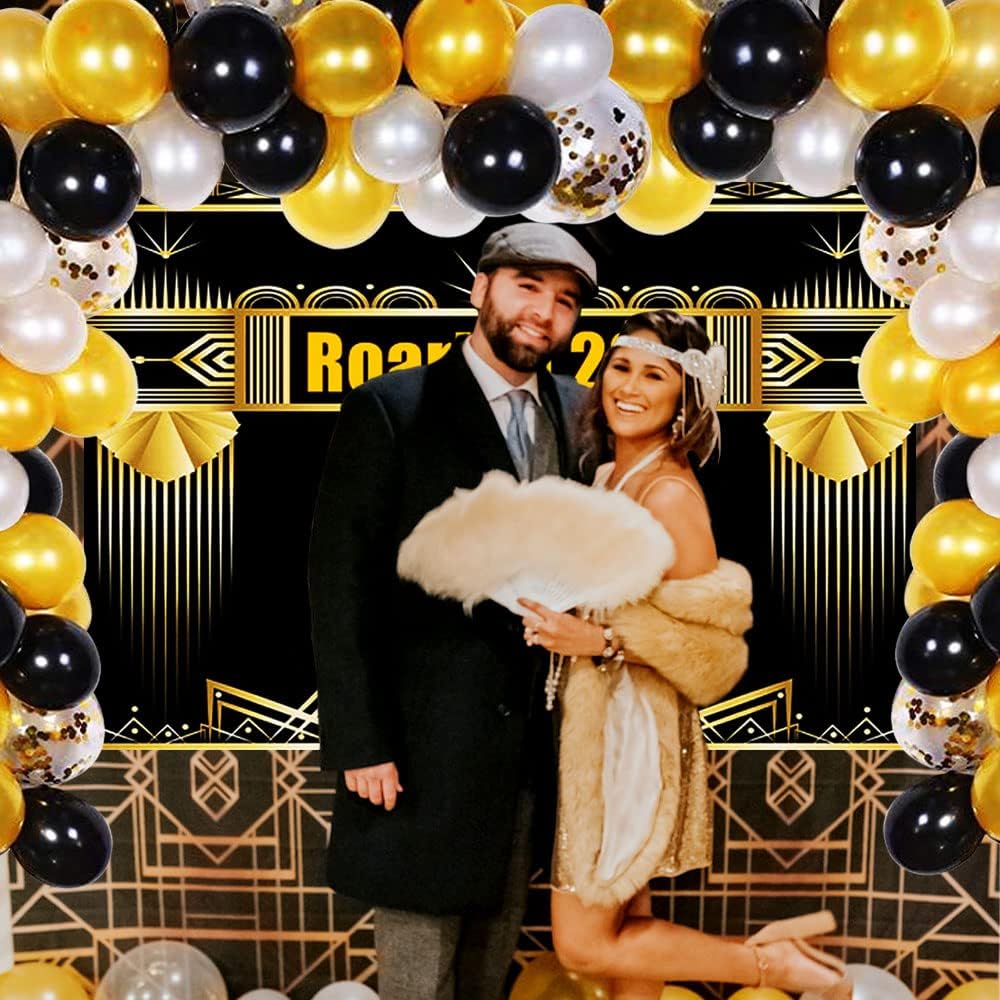 LaVenty Gatsby Birthday Party Backdrop Roaring 20s Birthday Party Decoration 1920s Party Supplies Gatsby Birthday Party Decoration Roaring 20s Party Decoration Great Gatsby Theme Birthday Decoration