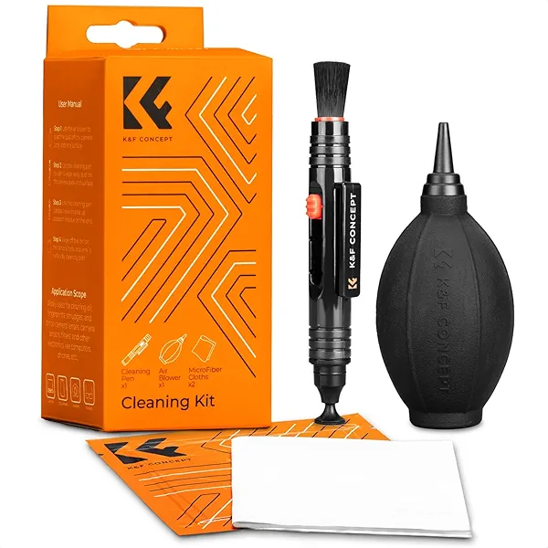 K&F Concept 4-in-1 Camera Cleaning Kit with Lens Brush Pen, Rocket Air Blower, Microfiber Cleaning Cloth, Lens Cleaner Kit for Canon Nikon Pentax Sony DSLR Cameras Cleaning Tool Accessories