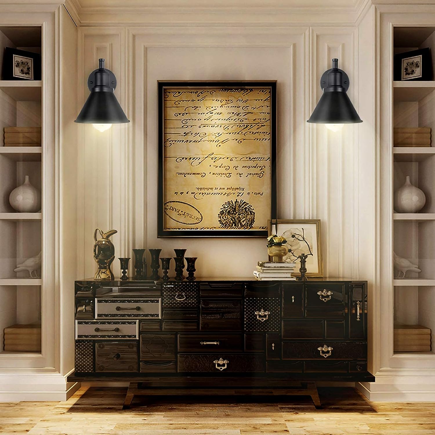 Black Industrial Swing Arm Wall Sconce with Plug-In Option