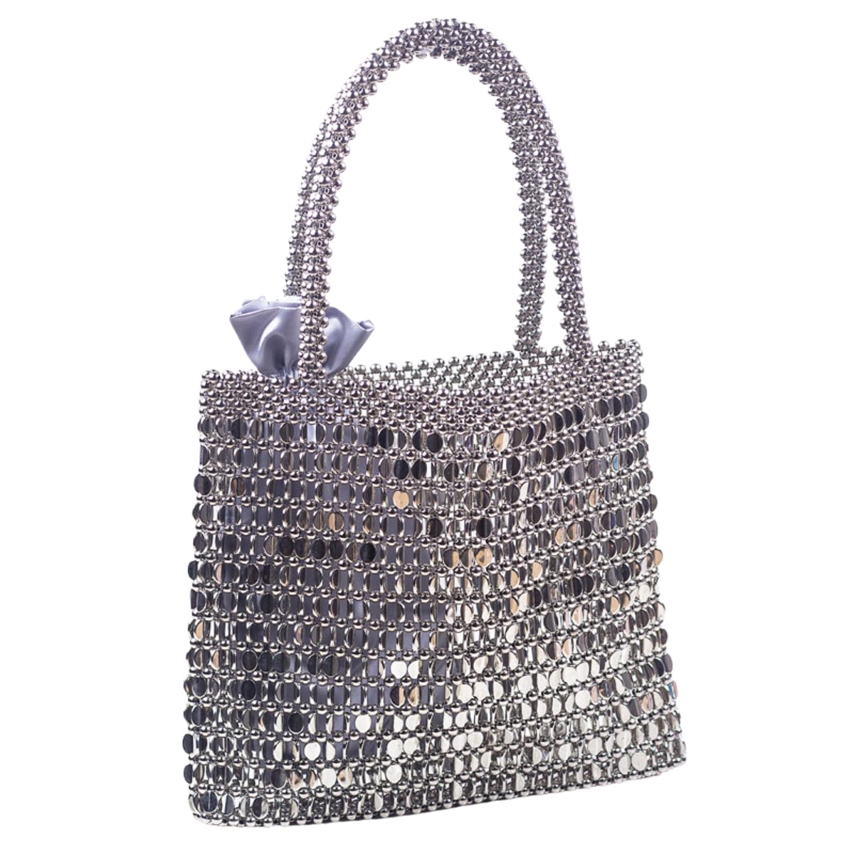 P07 Women Fashion Stylish Sling bags, Multilayered shiny thread, Fancy Handle Purse Clucth for Girls (P07-WHITE)-image-35