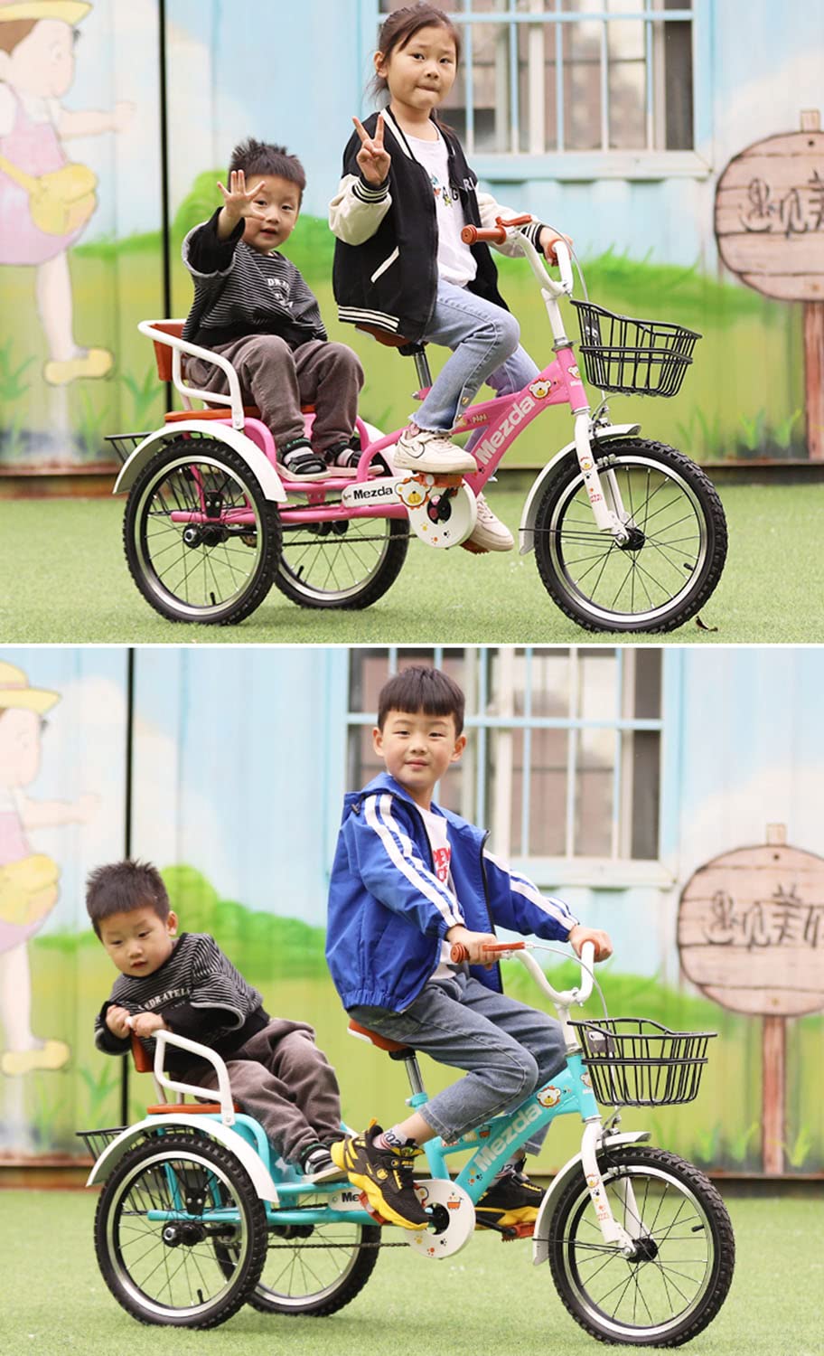 Amazon.co.jp: バスケット付き子供用三輪車、トライク14/16/18インチ3