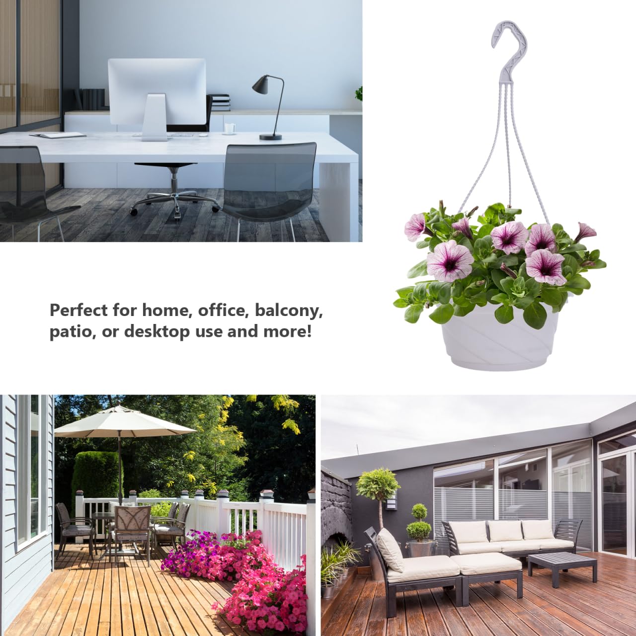 Toddmomy Lot de 10 pots de fleurs en plastique à suspendre pour extérieur et intérieur (blanc)
