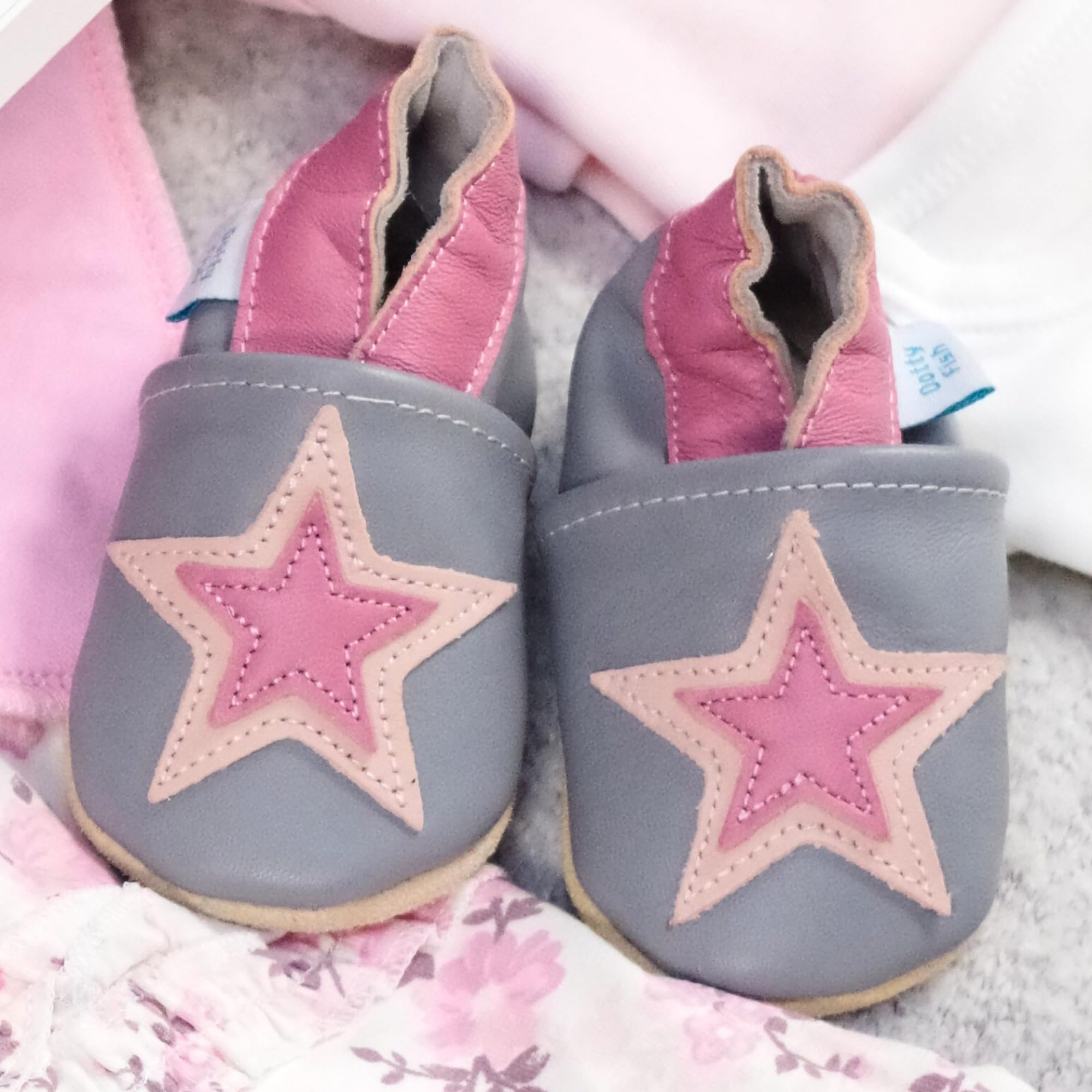 Dotty Fish Baby & Toddler Shoes Soft Leather - Non-Slip, Lightweight and Breathable, Soft Sole for First Steps, Unisex 0-5 Years, UK Brand - 3