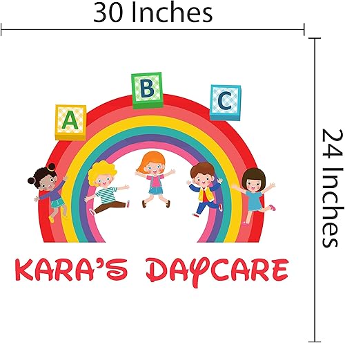 Miniatura 5 de Daycare - Multicolored Rainbow Circle & Kids Vinyl Decoration A B C Alphabet Cubes Design Removable Vinyl Child Care Kindergarten Wall Decal -