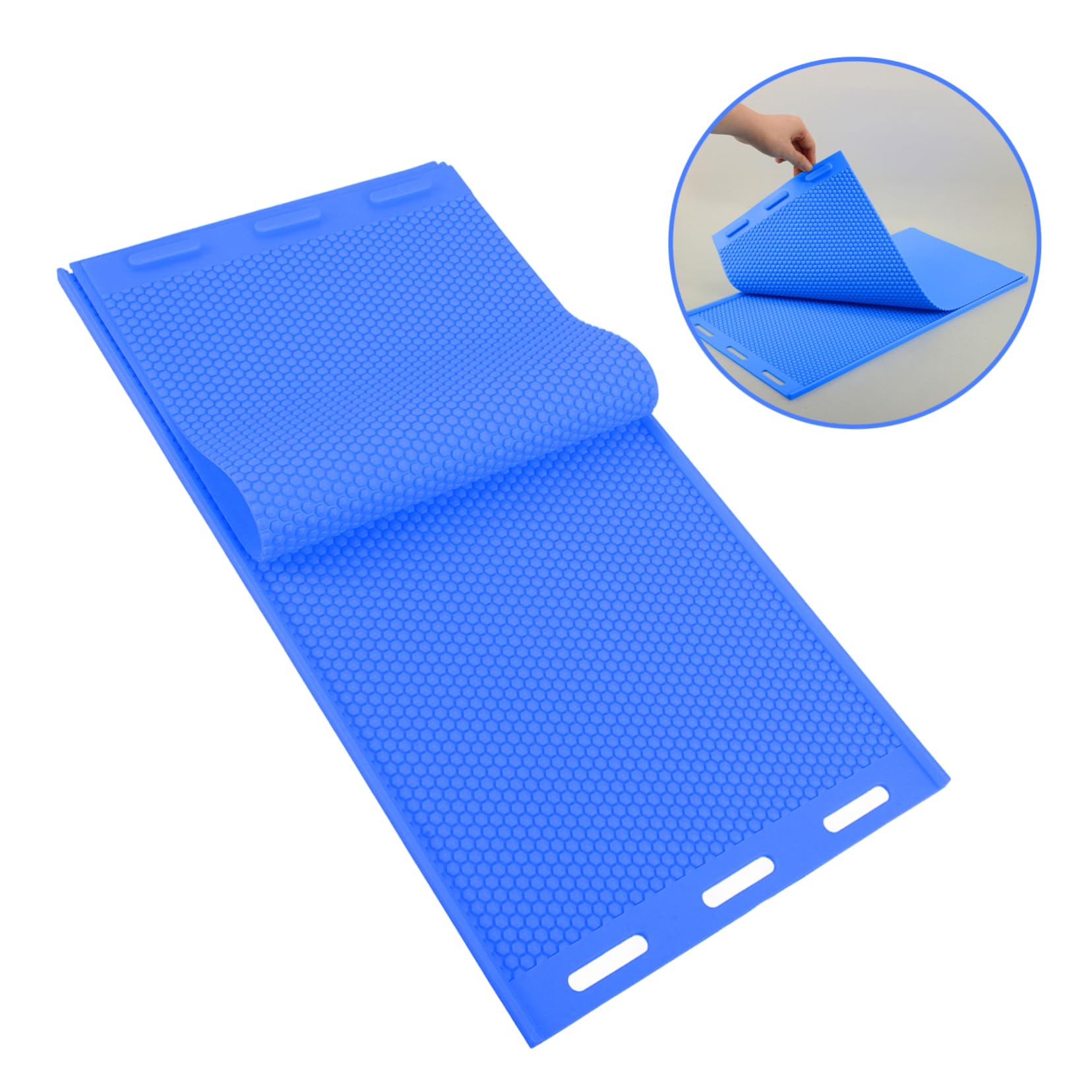 Moule Silicone Nid D'abeille pour Fabrication DIY de Feuilles de Cire D'abeille, Réutilisable et Facile à Nettoyer, Matériau Silicone Bleu Apiculture
