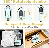Vista 5 de Mini Travel Iron for Clothes, 180° Rotatable Portable Handheld Steam Iron, Foldable Small Size Steamer Ironing Machine with Dry & Wet Ironing for