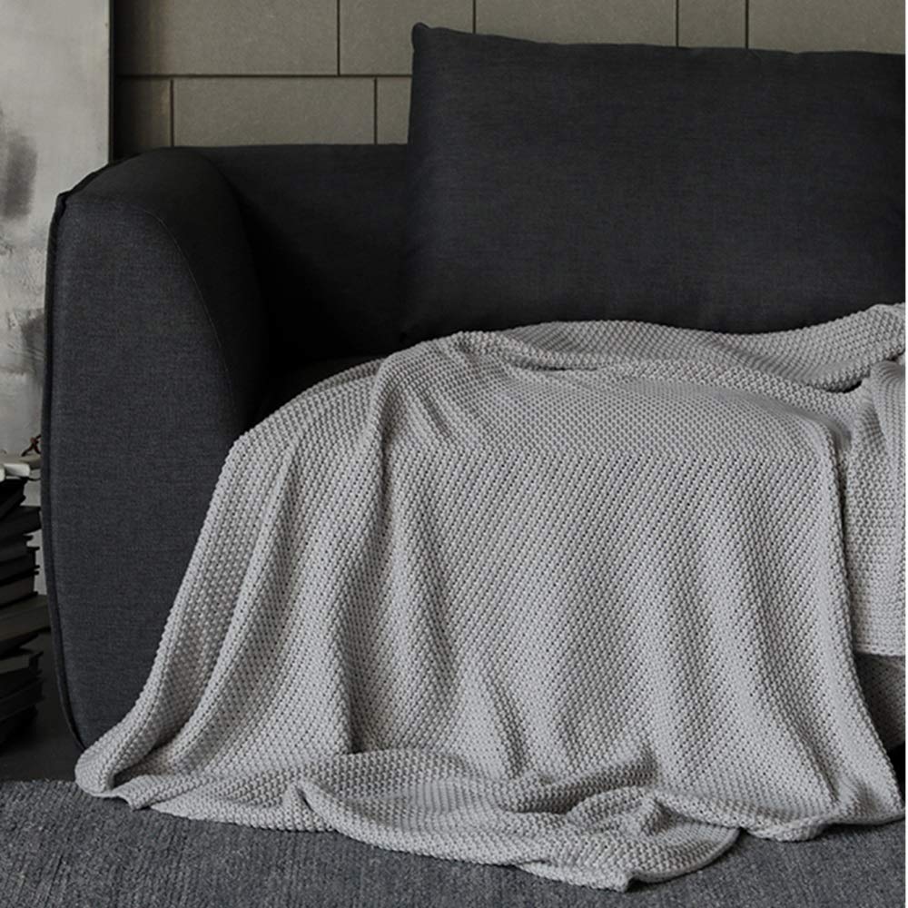 CHENSHJI Nap Blanket Household Bedroom Solid Color Bed End Blanket Cotton Blankets Office Blanket Throw (Color : Gray, Size : 150x180cm)