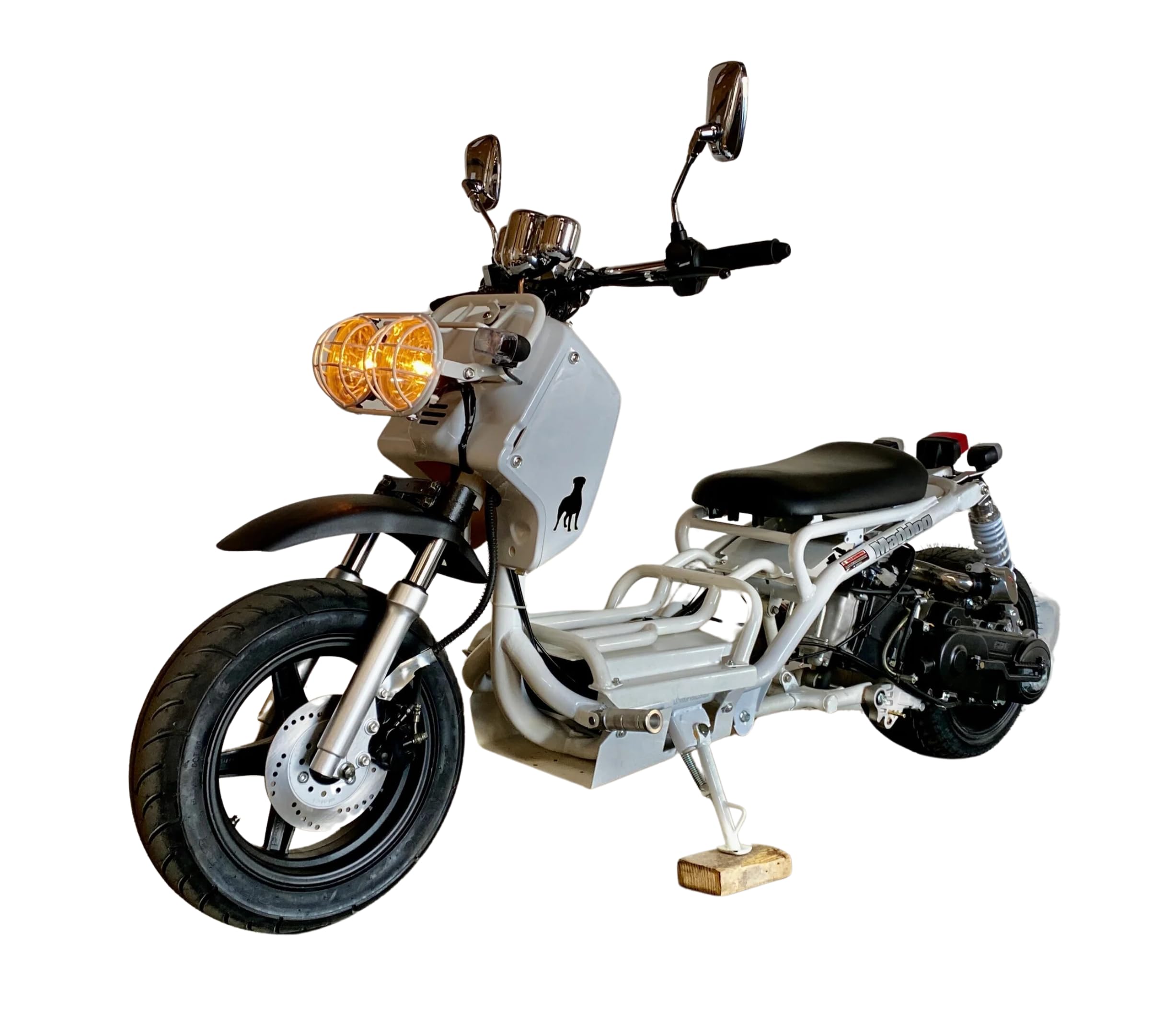 50cc Stretched Scooter Generation 1, Automatic Transmission, PMZ50-19, Wide 205/30-12 Rear Tire, Retro Speedometer, Gas Gauge, Street Legal Moped for
