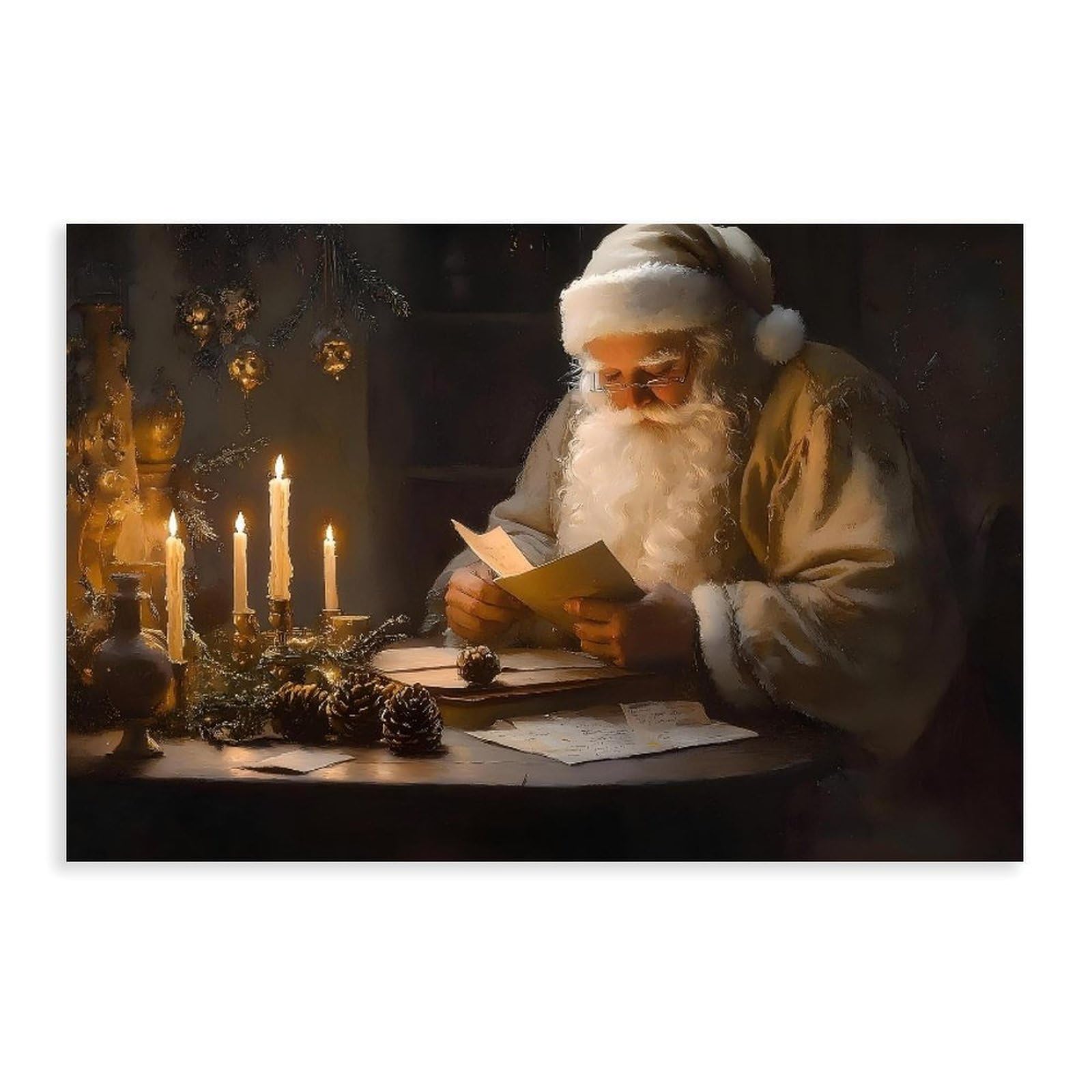 Bareronor Vintage Santa Claus Canvas Poster for Office Decor Gift