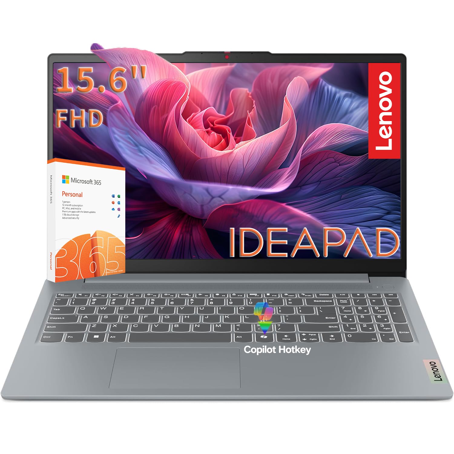 Lenovo 15.6" FHD Everyday Laptop, Intel Processor, 128GB Storage