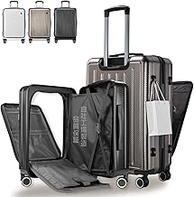 R・BOOM 2024 New Sale, Lowest Price Challenge, Suitcase, Front Opening, Carry-On Unisex, Carrying Case, Zipper, TSA Lock, Silent, Double Caster, Shockproof, 360° Rotation, Ultra Lightweight, Overseas