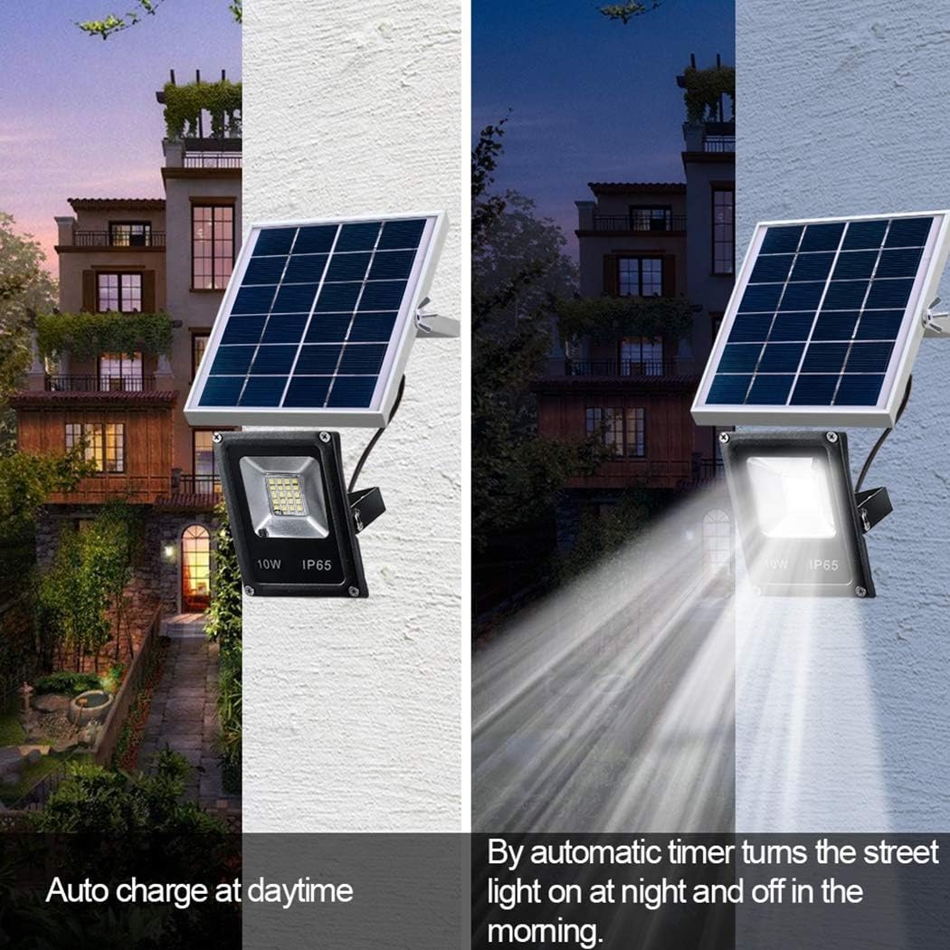 MFLASMF Solar Street Light showing auto charge during daytime and automatic illumination at night.
