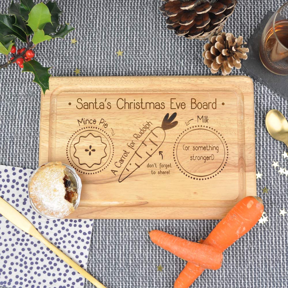 eBuyGB Wooden Snack Tray Eve Board, Santa Claus Rudolph Reindeer Treat Plate, Father Christmas, Wood