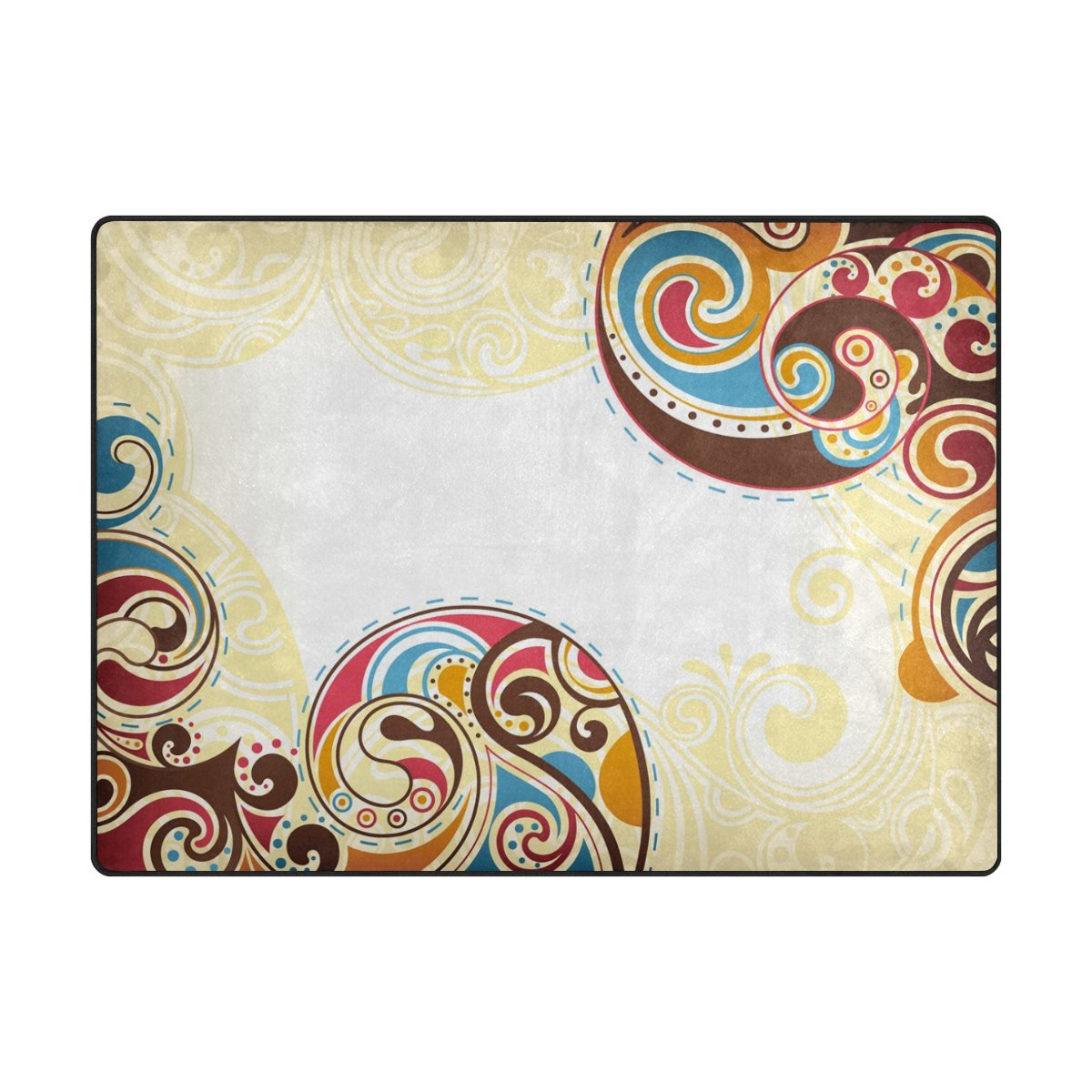 coloré Style Ethnique Motif imprimé Grande Surface Rugs, léger, antidérapant Antistatique Hydrofuge Tapis de Sol pour Salon Chambre à Coucher, 203 x 147 cm