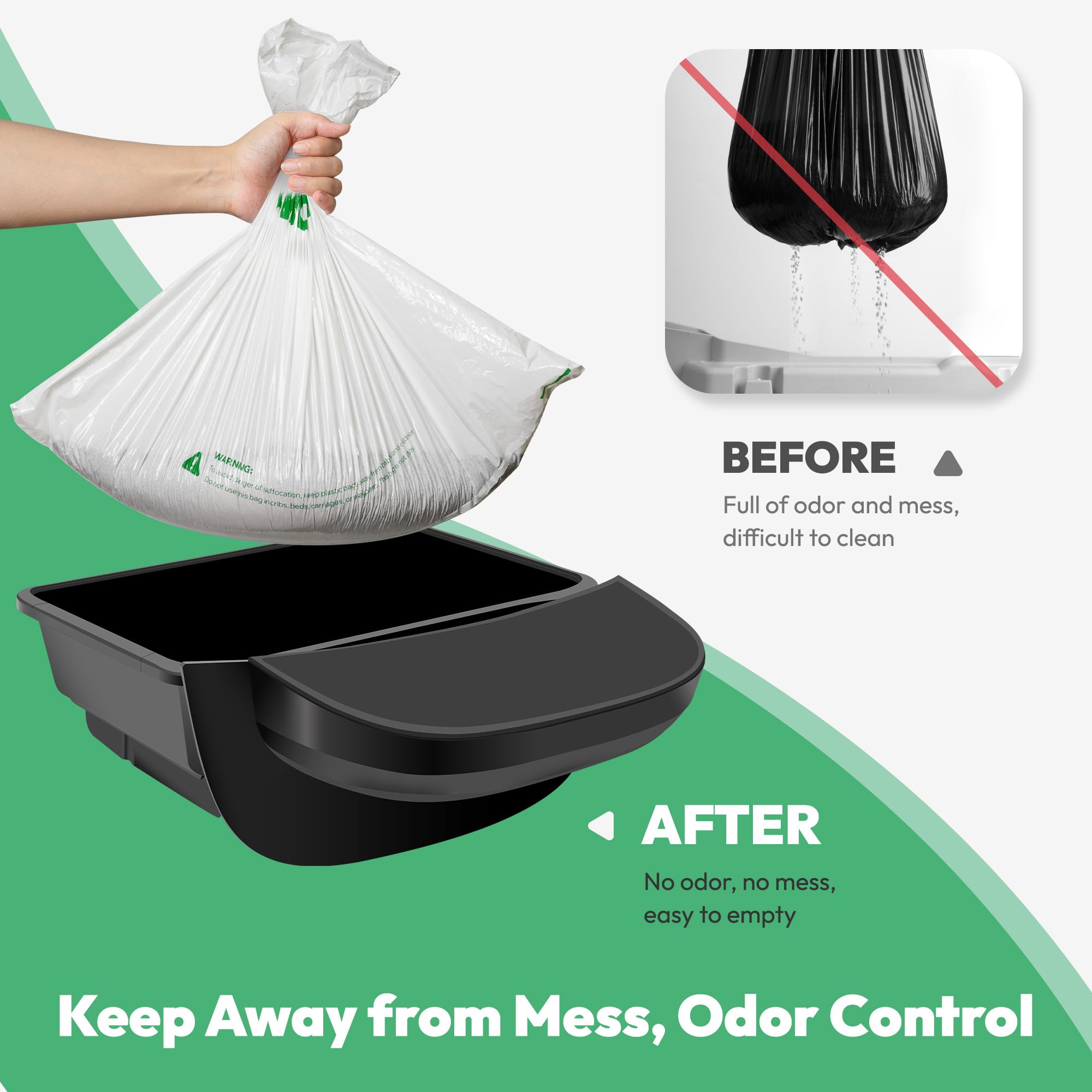 50 bolsas de basura compatibles con Litter Robot 4 y 3, bolsas de basura de repuesto a prueba de fugas, bolsas de basura resistentes para gatos