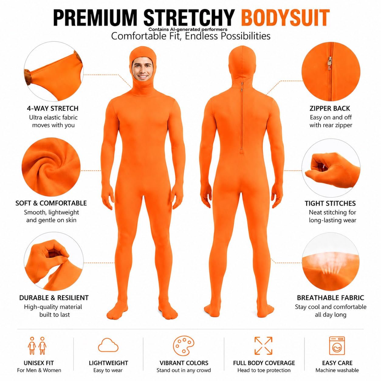 vsvo cara abierto Mono de licra spandex Body