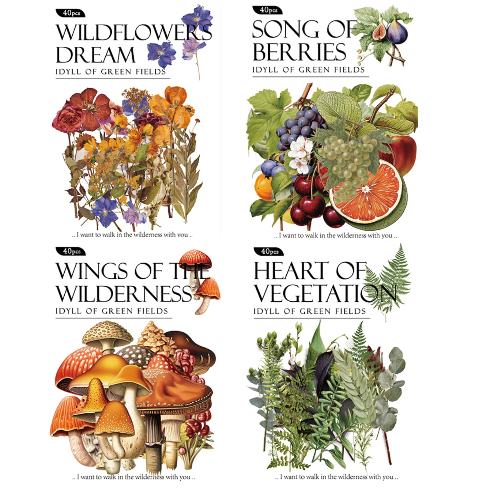 160 Pieces Vintage Botanical Aesthetic Stickers, Waterproof PET Decals for Scrapbooking, Bullet Journals, Planners, Mushroom & Flower Nature Ephemera