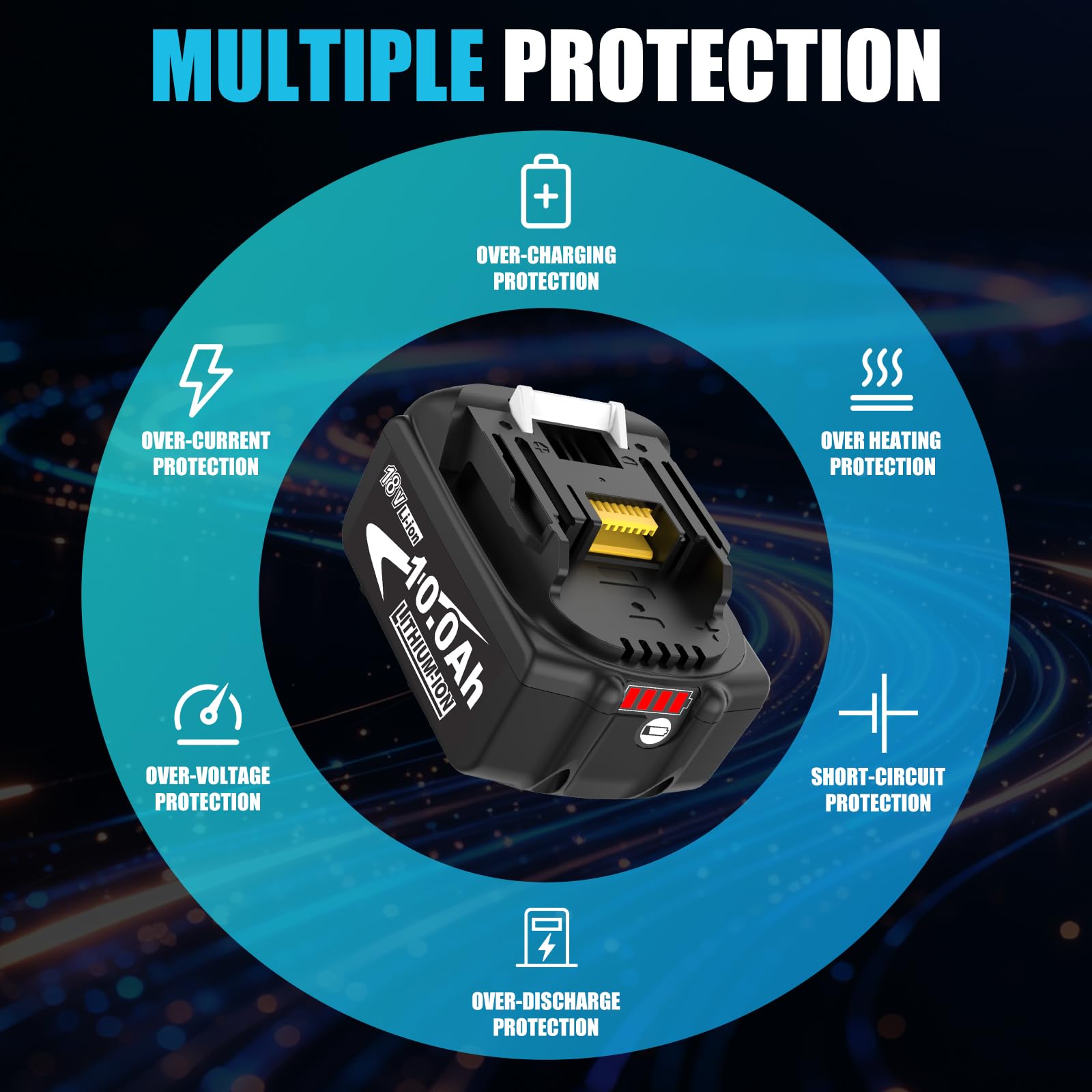 2Stück 10000 mAh Kompatibel mit Makita Akku 18V BL1850 BL1860 BL1840 BL1830 mit LED Indikator