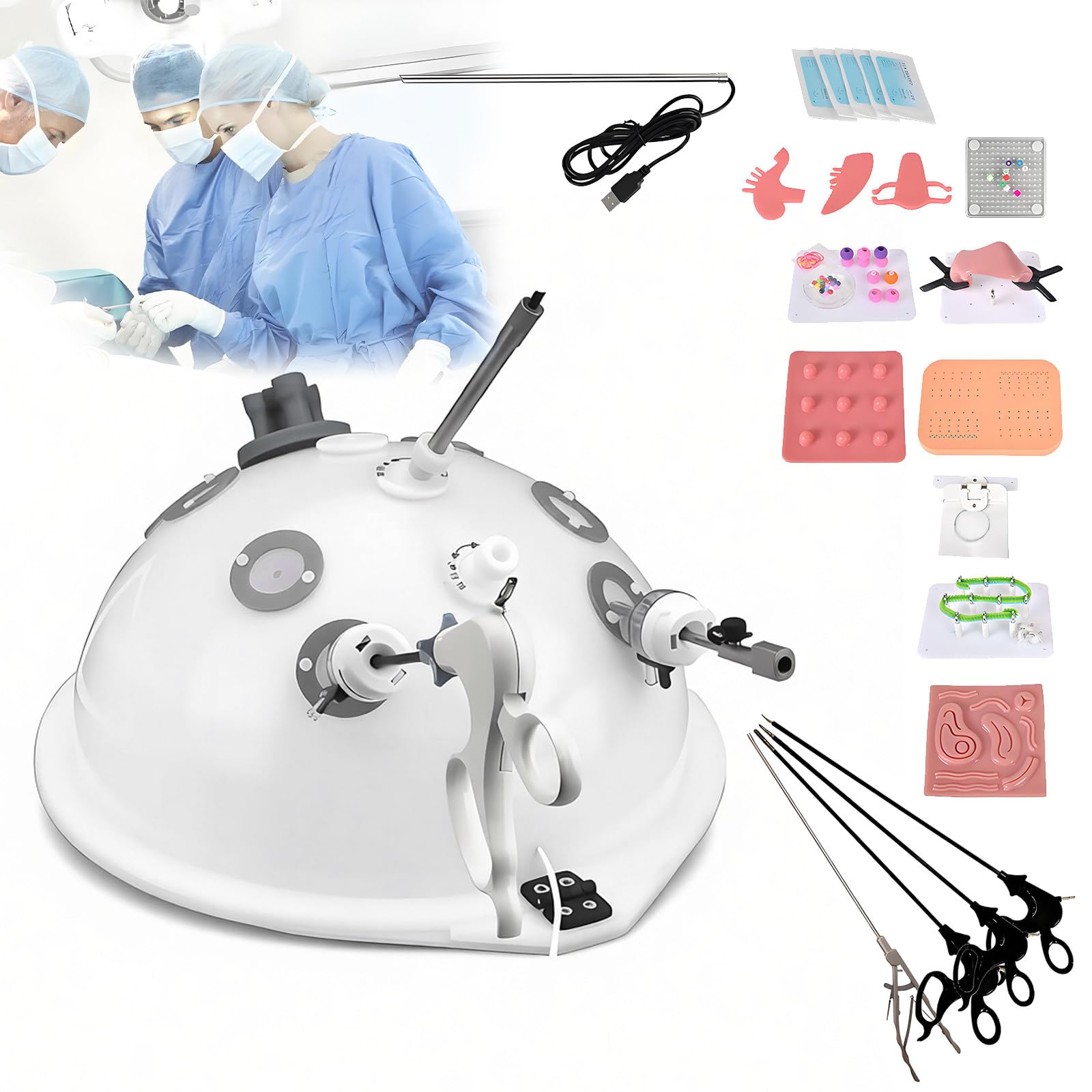 ROGHA Laparoscopic Simulator,Lap Minimally Invasive Surgical Trainer,10Interchangeable Modules,Phones,Computers & Tablets Can Connect,Exercise Hand-Eye Coordination 0°