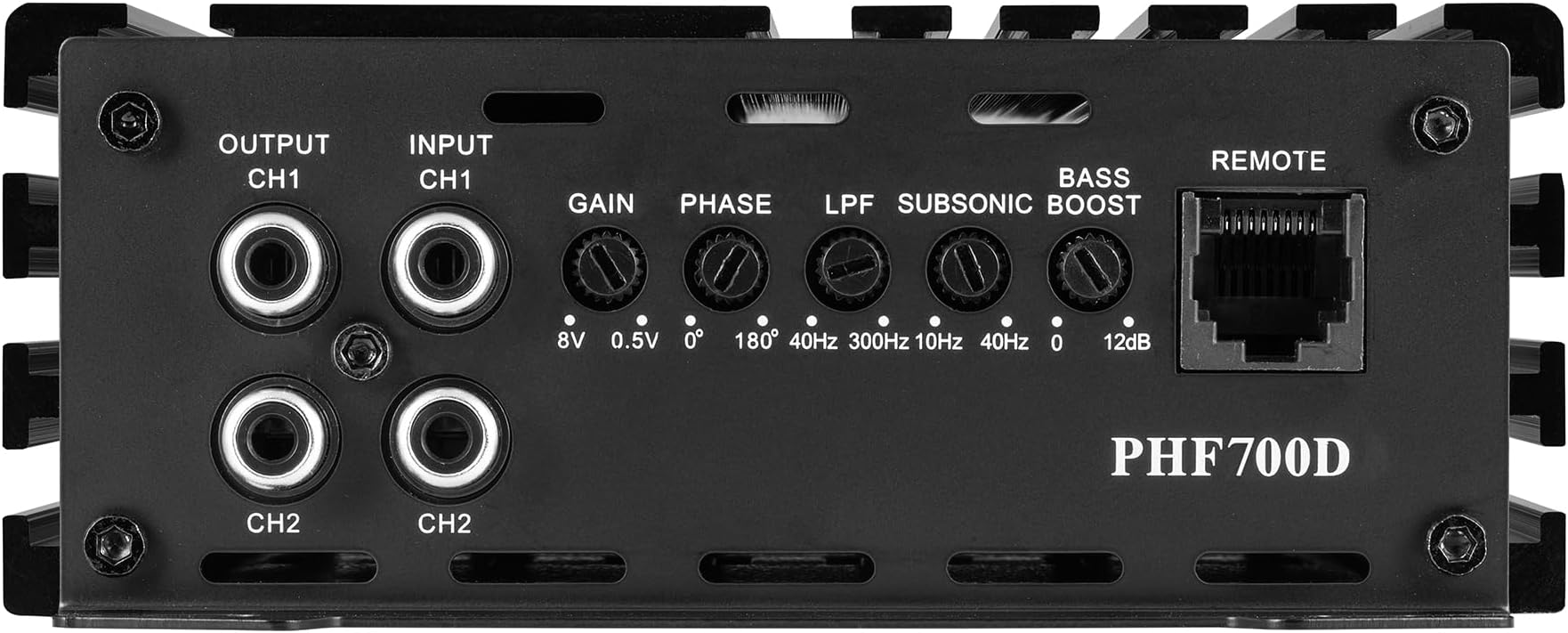 Amplifier car Audio Monoblock Class D Compact Subwoofer Amplifier, 2/4 Ohm Stable, Low/High Level Inputs, Low Pass Crossover, Mosfet Power Supply