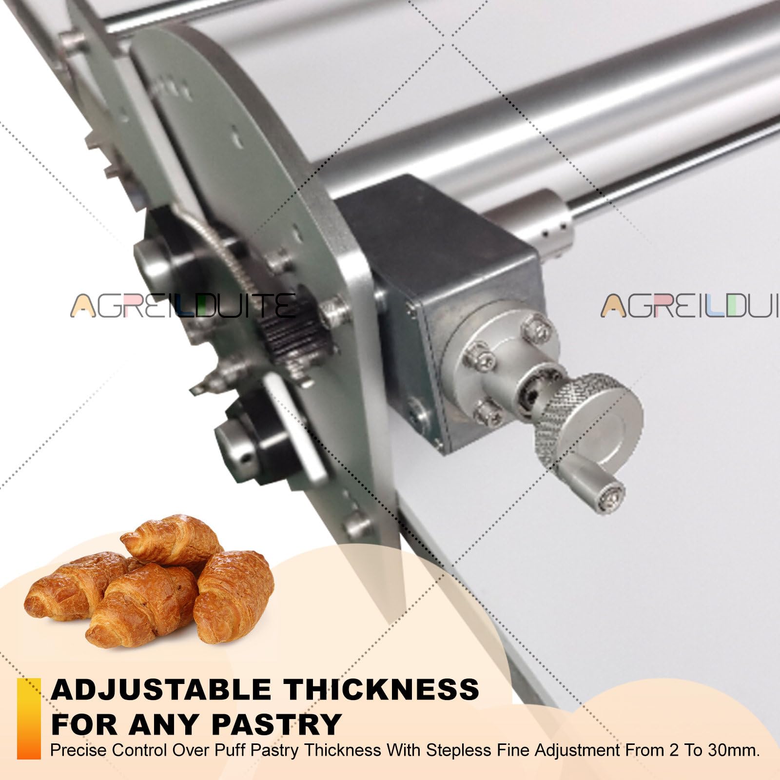 Teigausrollpresse, Wendbare Teigrolle, Ausrollpresse, Kommerzieller Vertikaler Fondant-Glätter, 40 × 17,7 Zoll Ausrollbrett, Faltbar | 2–30 Mm Dicke, Einstellbar, Für Croissants, Eierkuchen