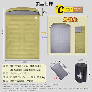 新品 寝袋 ブラック2個•コヨーテ2個セット丸洗い 防災 キャンプ 210T LOGOS 防災 寝袋 冬用 丸洗いやわらか あったかシュラフ・-2