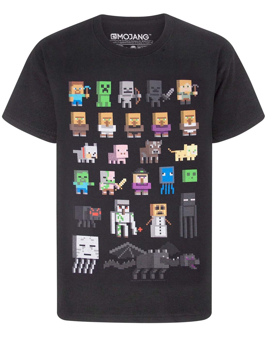 MinecraftT-Shirt for Boys | Kids Sprites Characters Gamer Gifts Merchandise | Childrens Black Short Sleeve Top