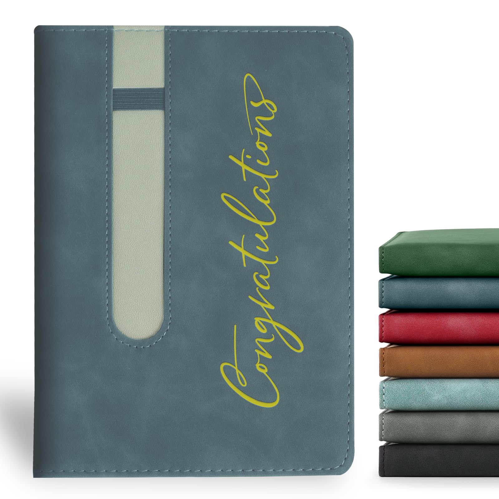 ENOMY A5 Personalised Notebook Custom Notebooks Waterproof Leather Hardcover Personalized Journal for Men Women Lined 240 Pages Notebook for Business Work College Support Logo Text Photo DeepBlue