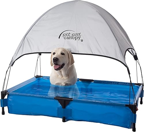 K&H Pet Products Piscina y toldo para mascotas, piscina plegable para perros, bañera portátil al aire libre, XL 32 x 50, gris