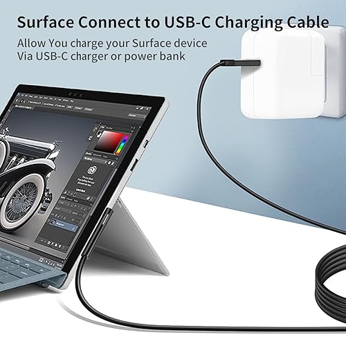 Miniatura 7 de Adaptador de carga rápida USB-C a Surface Pro, cable negro tipo C, requiere 15V3A 45W PD USB-C cargador para Microsoft Surface Pro 76543X Surface