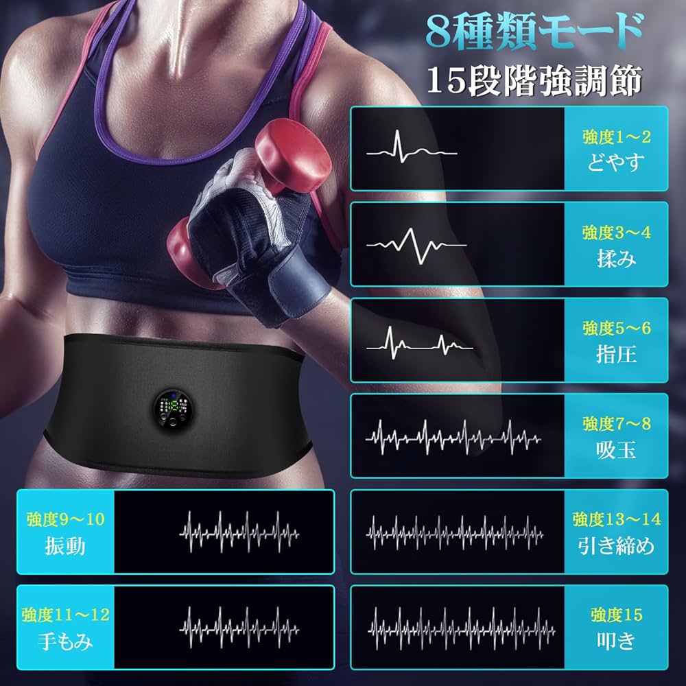 Amazon.co.jp: [2023次世代] EMS 腹筋ベルト ジェルシート不要 8