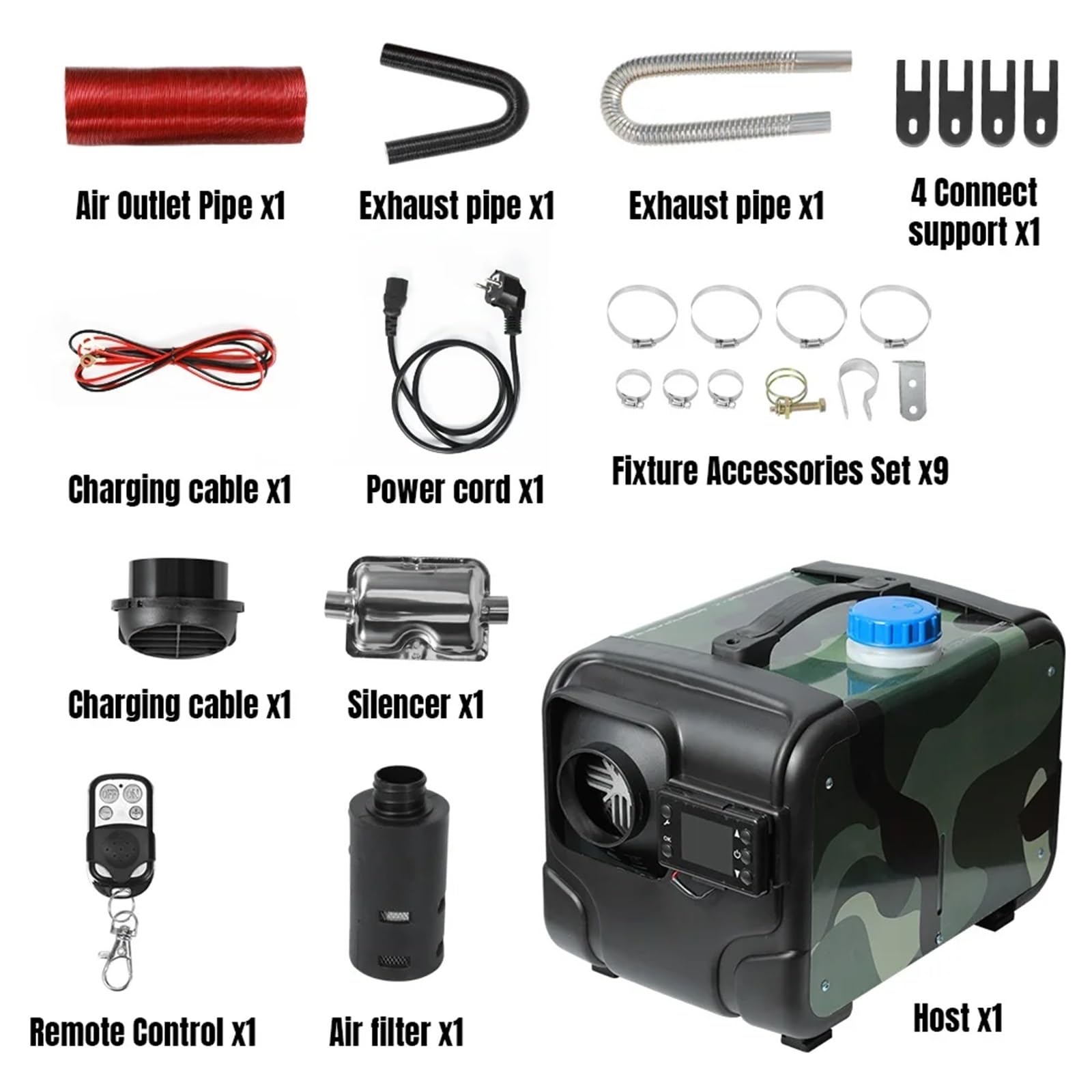 nagrzewnica powietrza Nagrzewnica powietrza na olej napędowy 5 kW, 12 V/24 V, namiot z pilotem i wyświetlaczem LCD do przyczepy kempingowej, kampera, furgonetki, łodzi