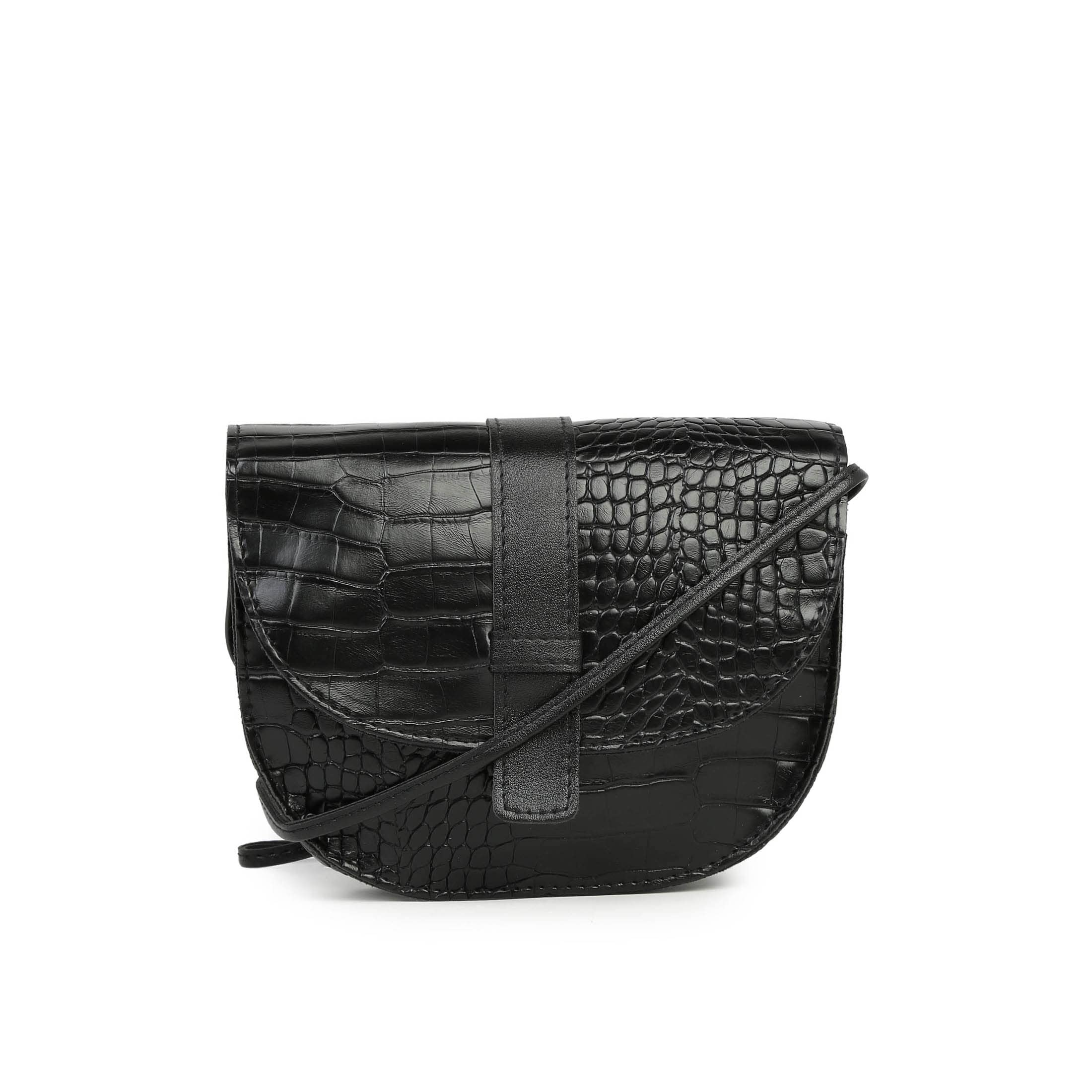 Woman textured black sling bag with a flap (HSSB1250) (B0B5MYKFD1) Amazon Price History, Amazon Price Tracker