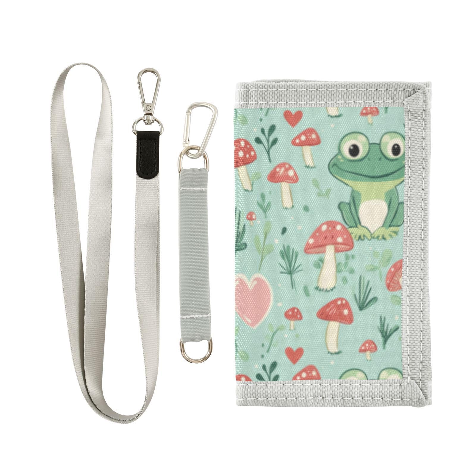 Wusikd Frogs Kids Wallet for Boys Girls Mushroom Toddler Trifold Wallet Novelty Wallet for Teens Women Men