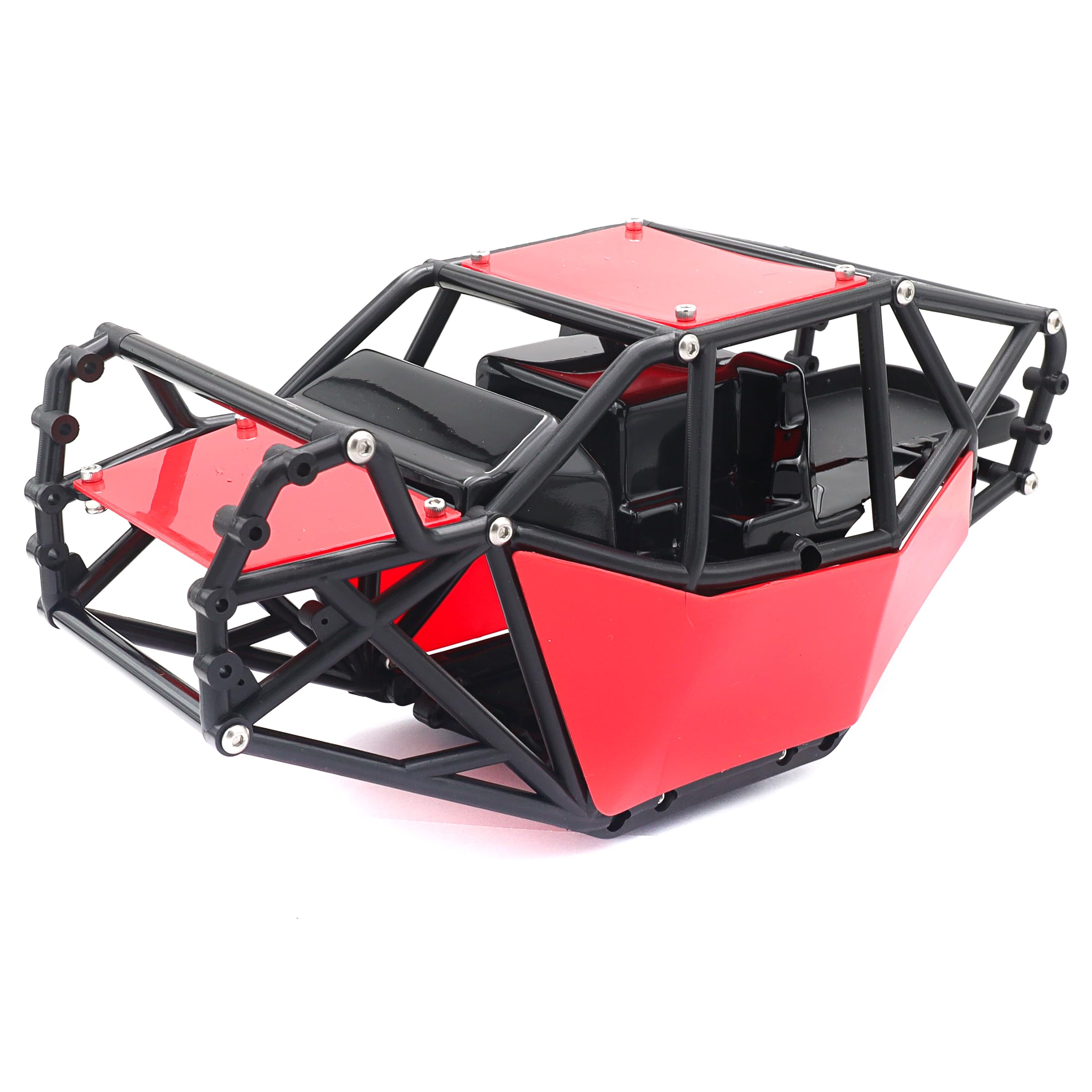 RC Roll Cage Rock Buggy Body Shell 1/10 Scale Nylon Rock Buggy Body Cage for Axial SCX10 SCX10 II, Durable RC Rock Crawler Upgrade(Red)
