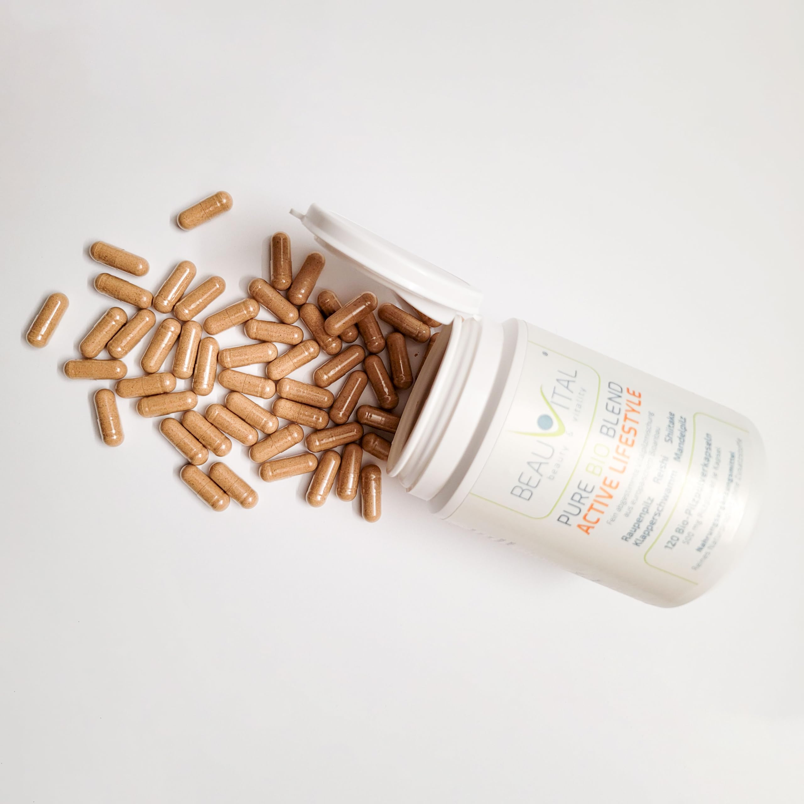 Pure Bio Active Lifestyle 120 gélules, chacune 500 mg de Cordyceps, Reishi, Shiitake, Grifola, Agaricus de l'agriculture biologique de l'UE, végétalien